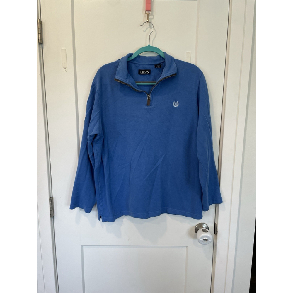 Chaps 1/4 Quarter Zip Shirt Mens Large Pull Over 100% Cotton Sweater